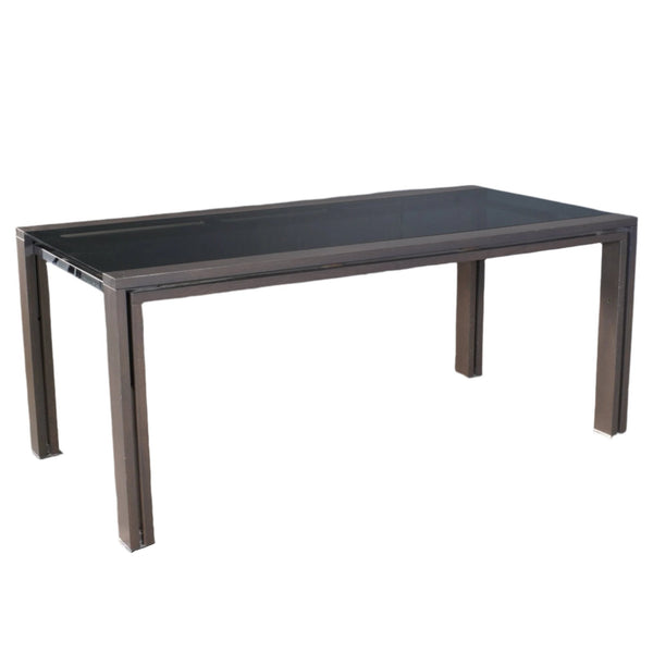 Roche Bobois Anthracite and Smoked Glass Box Dining Table
