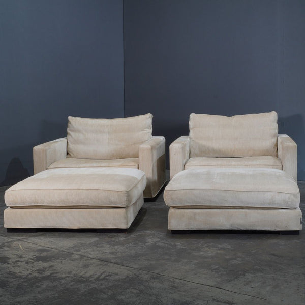 Roche Bobois Cream Cord Armchair and Footstool @ REHAUS