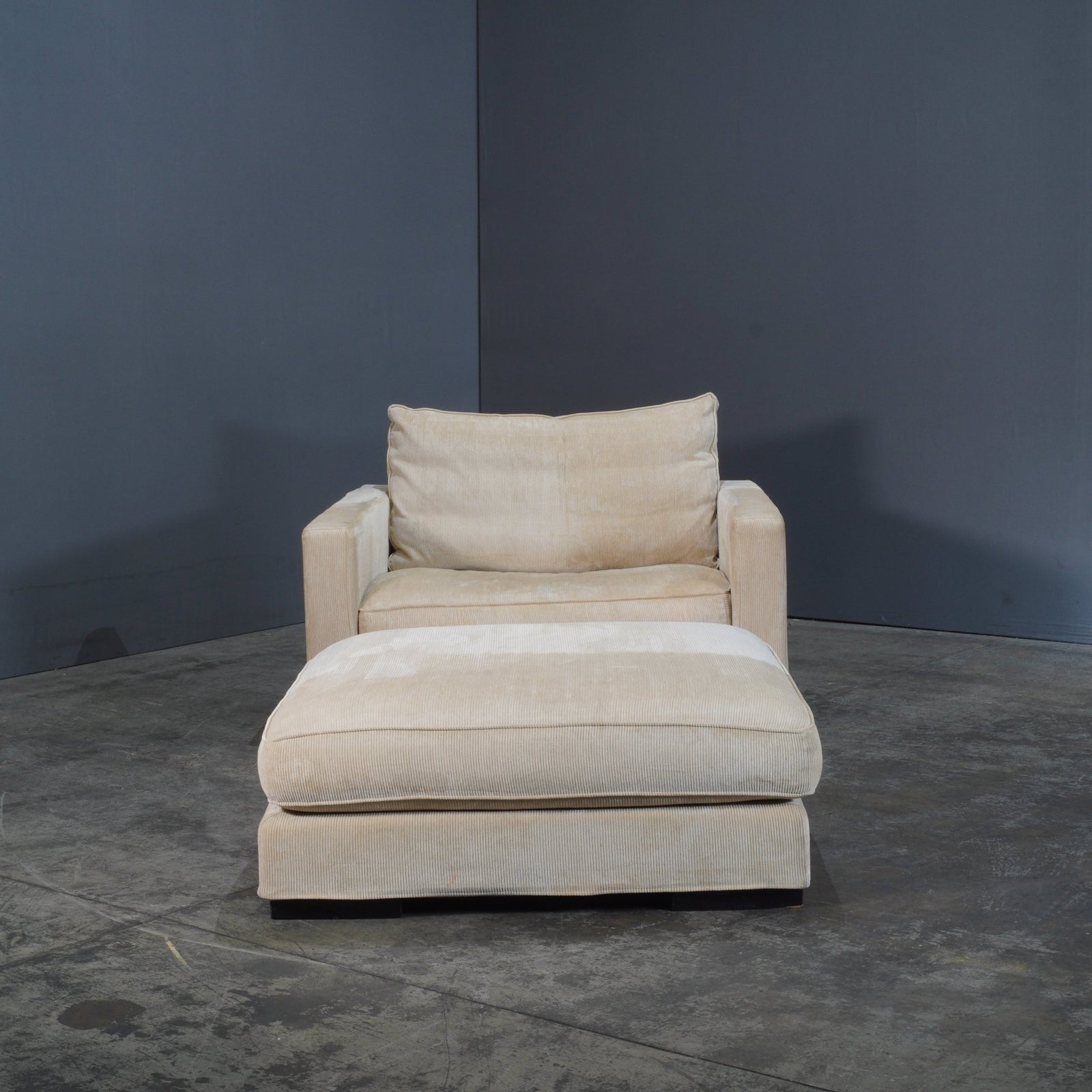 Roche Bobois Cream Cord Armchair and Footstool @ REHAUS