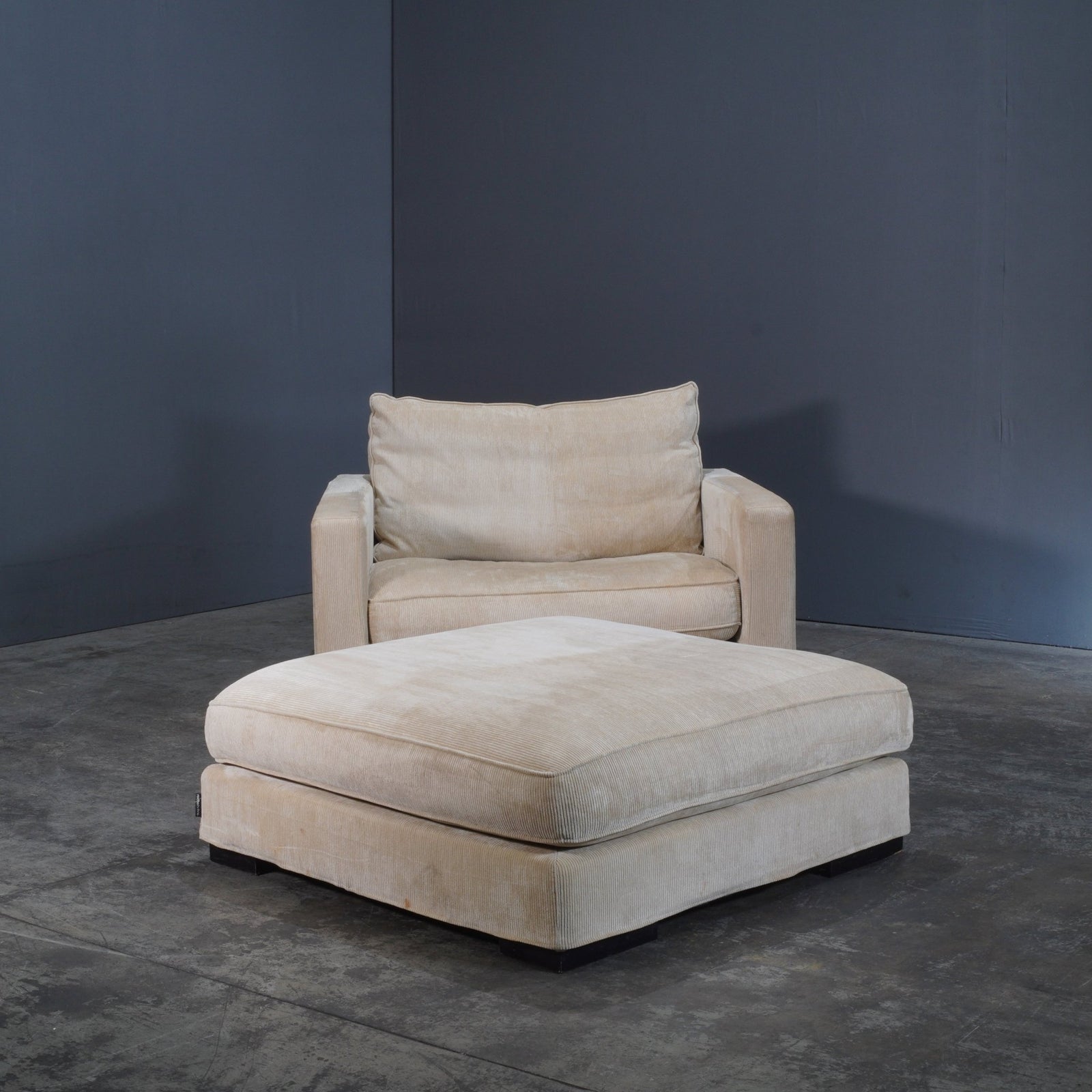 Roche Bobois Cream Cord Armchair and Footstool @ REHAUS