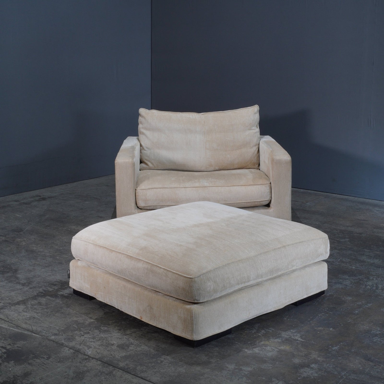 Roche Bobois Cream Cord Armchair and Footstool @ REHAUS