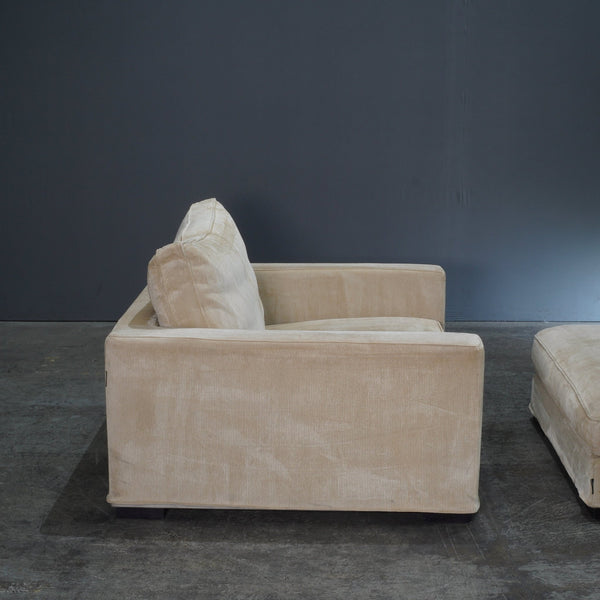 Roche Bobois Cream Cord Armchair and Footstool @ REHAUS