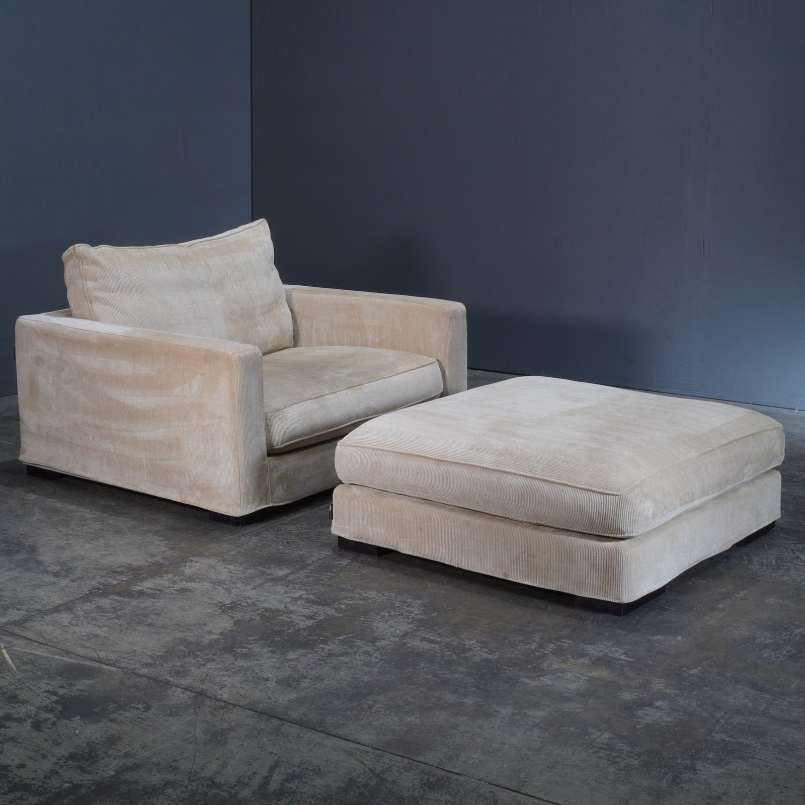 Roche Bobois Cream Cord Armchair and Footstool @ REHAUS