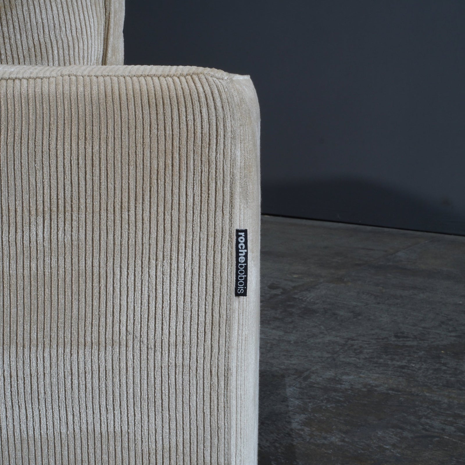 Roche Bobois Cream Cord Armchair and Footstool @ REHAUS