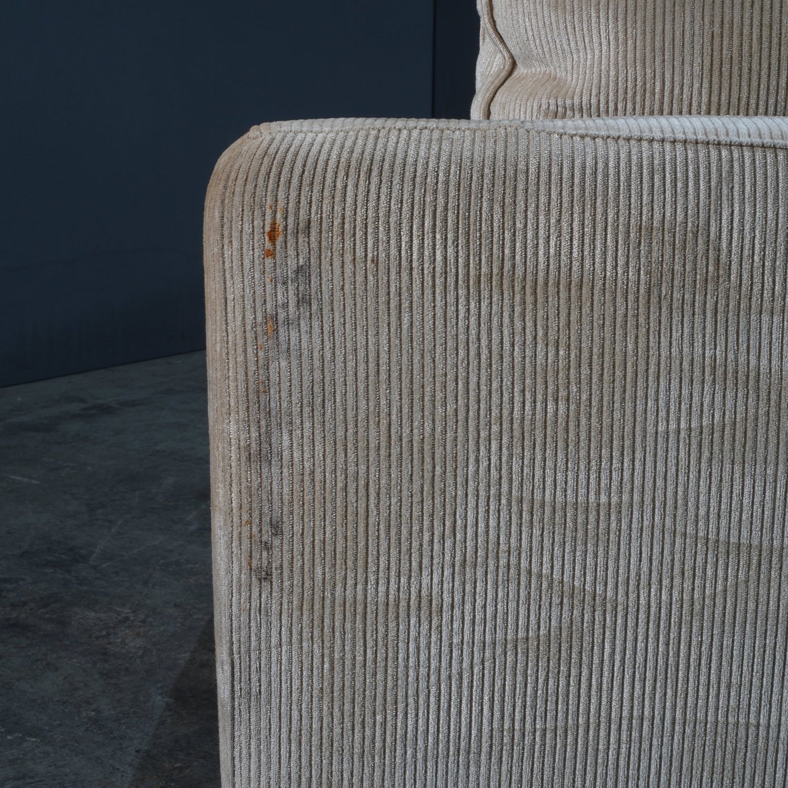 Roche Bobois Cream Cord Armchair and Footstool @ REHAUS