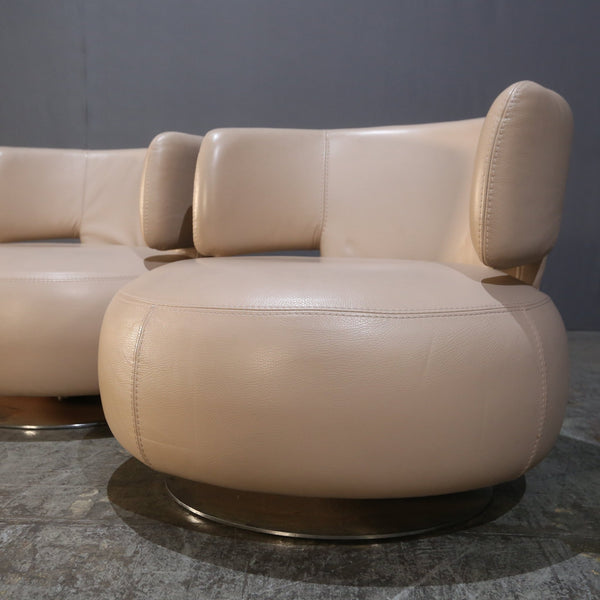 Roche Bobois Cream Leather Curl Swivel Armchair @ REHAUS