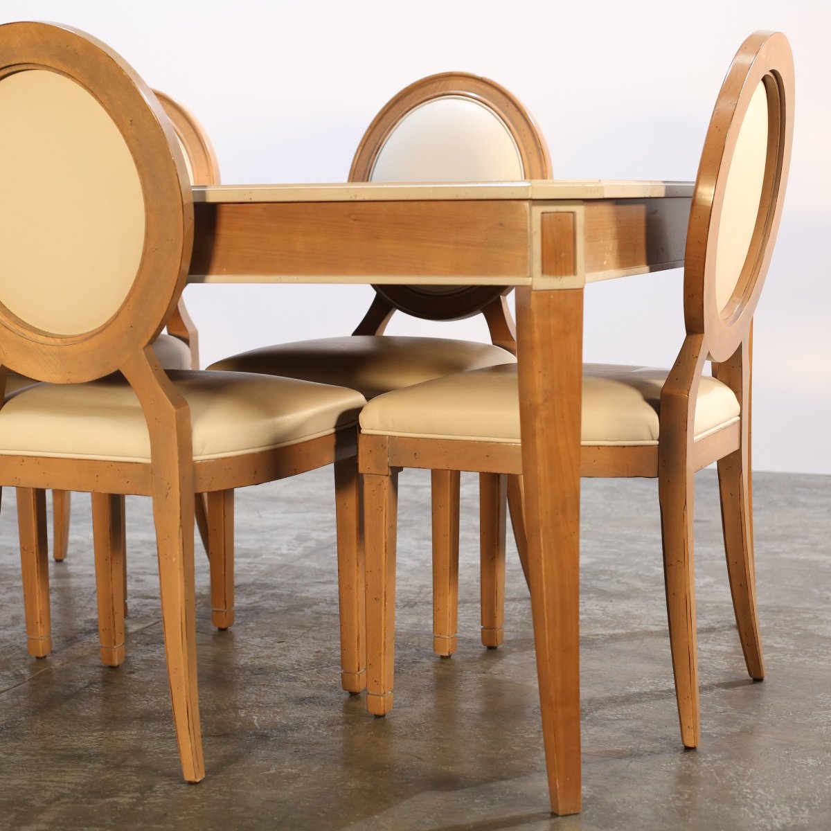 Roche Bobois Hortense Cream Leather Dining Chairs, Set of Six @ REHAUS