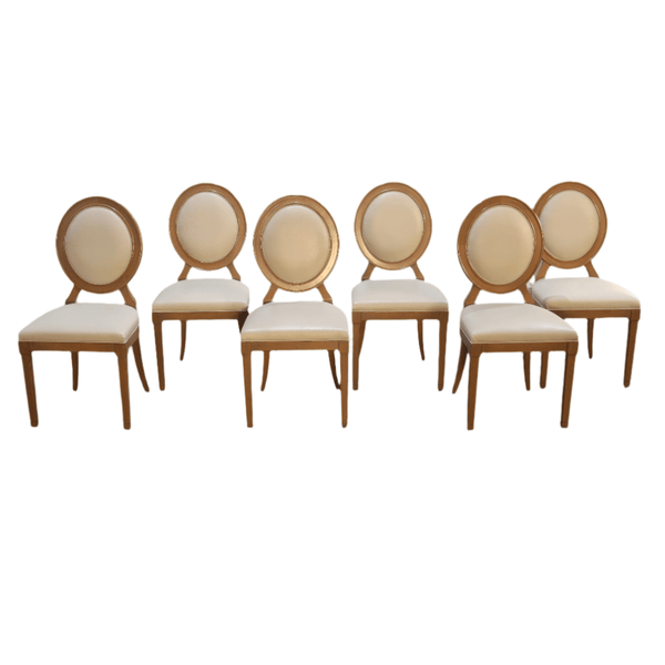 Roche Bobois Hortense Cream Leather Dining Chairs, Set of Six
