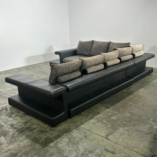 Roche Bobois Memento Sectional Sofa with Ottoman and Leather Side Bookcases @ REHAUS