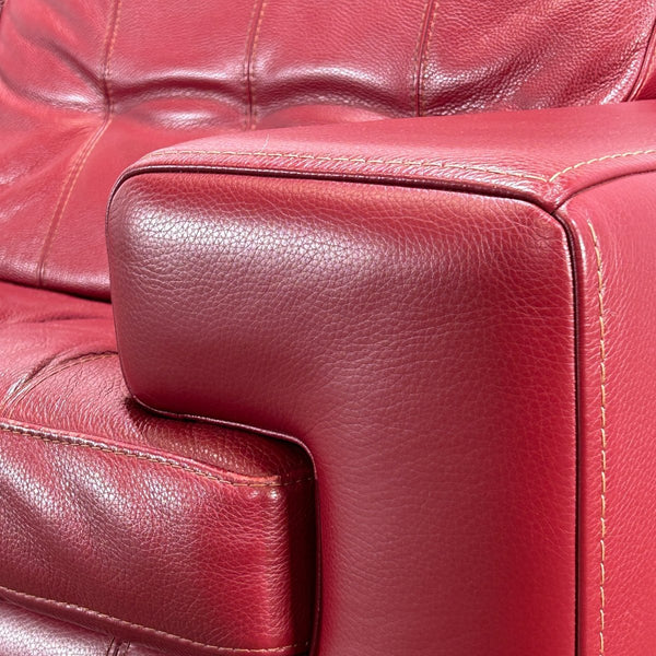 Roche Bobois Red Leather Three Seater Sofa @ REHAUS