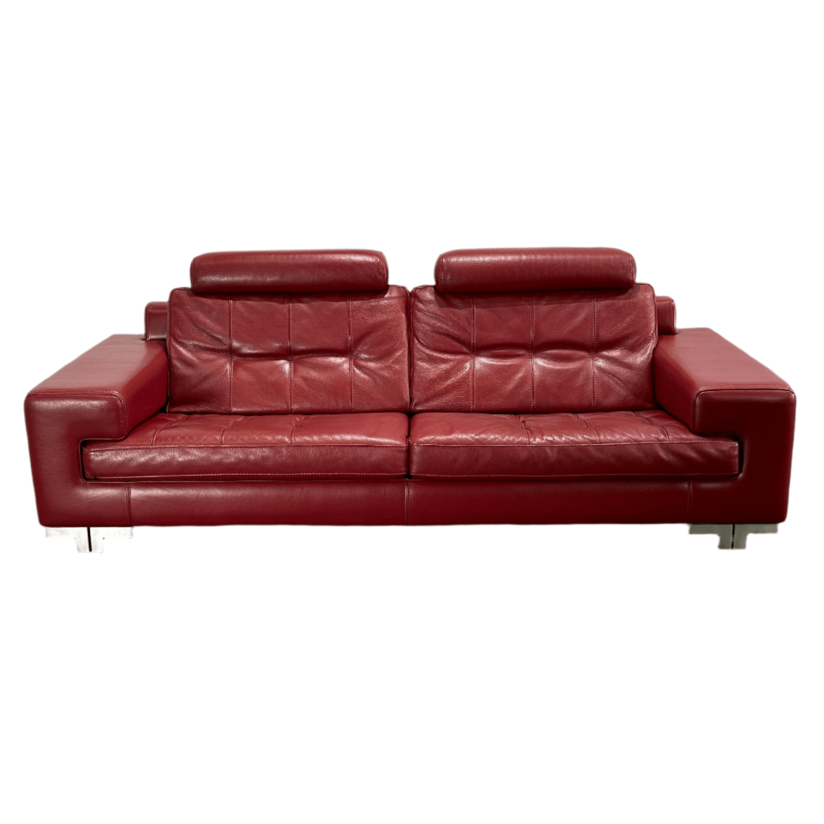 Roche Bobois Red Leather Three Seater Sofa @ REHAUS