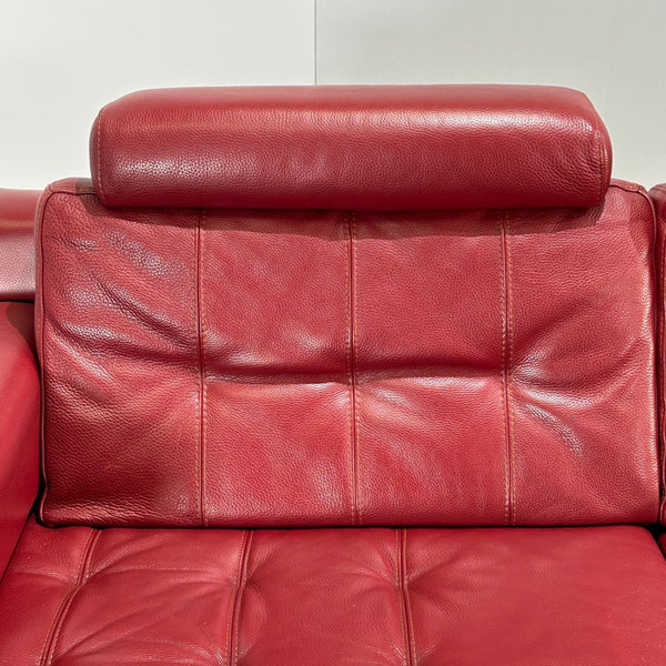 Roche Bobois Red Leather Three Seater Sofa @ REHAUS