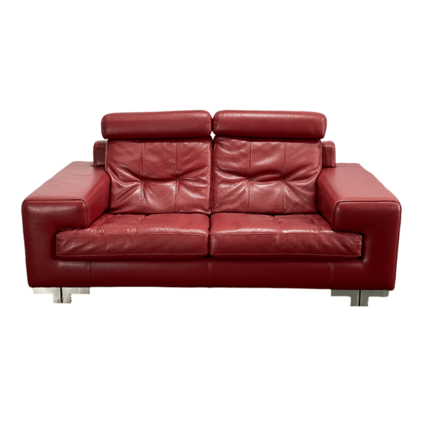 Roche Bobois Red Leather Two Seater Sofa
