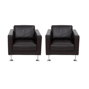 Vitra by Jasper Morrison, Park Brown Leather Armchair, 2004, Set of Two @ REHAUS